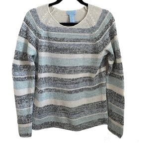 SO Blue Sigrid Olsen Blue Striped Sweater - L